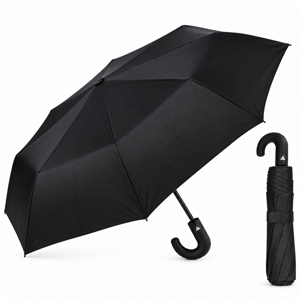 Home Universal® Paraguas Automático Plegable Grande, Compacto y Resistente, para Lluvia y Sol (Solo Apertura Automática (Mango Curvo))