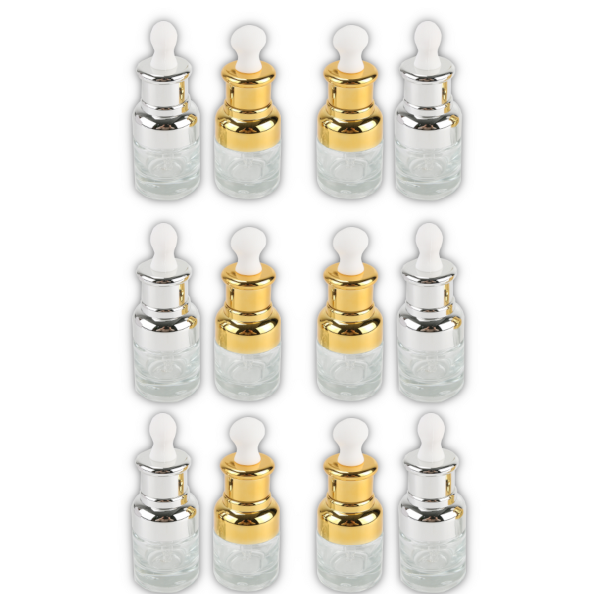 Home Universal® Frascos de Vidrio con Cuentagotas, Pipeta Redonda y Pipeta Larga, Botellas Vacías para Aceites Esenciales, Sérum, Cosmética, Perfumería, DIY (Pipeta Redonda, 20ml, 12 Unidades)