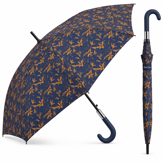 Home Universal® Paraguas Grande Semiautomático, Paraguas Largo Resistente al Viento con Mango Curvo para Mujer y Hombre (Azul Ámbar)