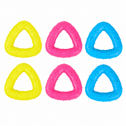 Home Universal® Juguetes para Perros de TPR, Juguetes Interactivos para Morder y Jugar, Diferentes Formas y Colores, Pelotas, Huesos y Figuras, Varios Modelos (Triángulo (6 Unidades))