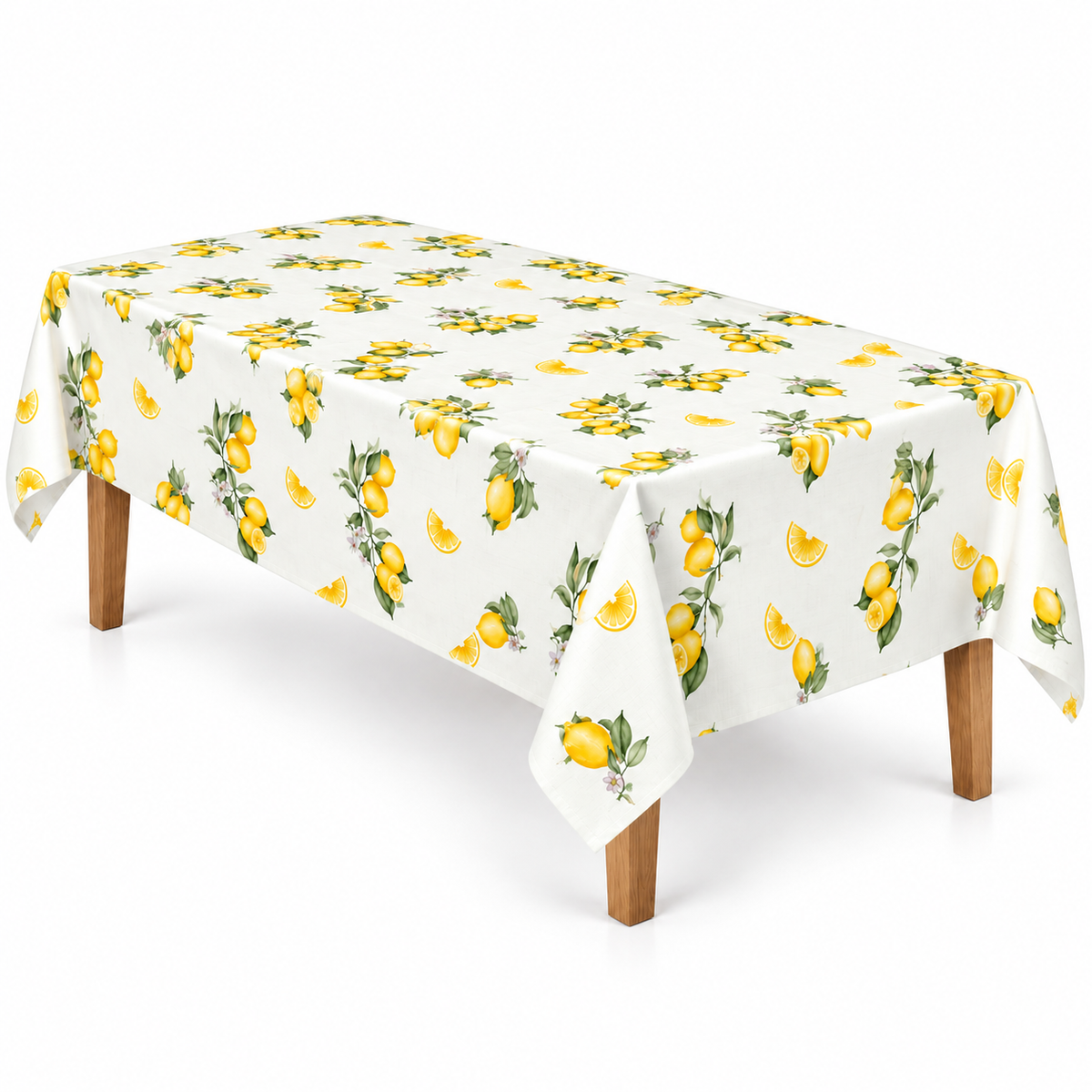 Home Universal® Mantel de Mesa Impermeable y Antimanchas, Tejido de Loneta con Efecto Lino , Liso o Estampado, para Cocina y Comedor (Limones)