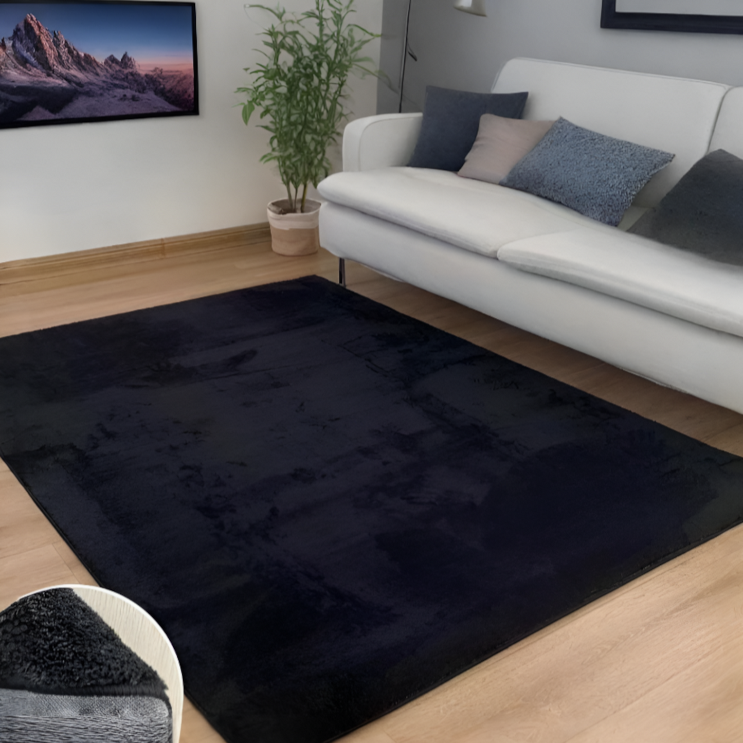 HOME UNIVERSAL Alfombra para Sala de Estar Alfombra Grande Suave y Esponjosa Alfombras Peludas Que no se Desprenden Alfombra Motley Tie-Dye Alfombras Modernas para Interiores (Negro)