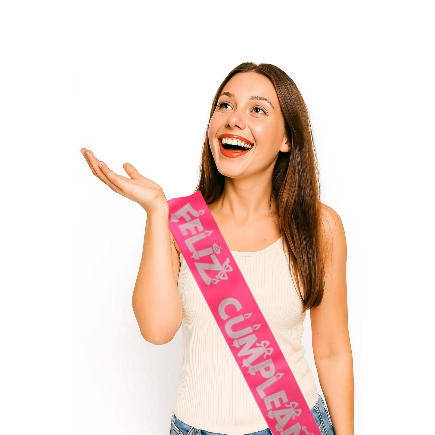 Home Universal® Banda Feliz Cumpleaños – Cinta Decorativa para Fiesta y Photocall, Accesorio para Mujer, Hombre y Niños, Diseño Elegante con Letras Doradas, Ideal para Celebraciones y Sesiones de Fotos (Con letra "Feliz cumpleaños" - 1 unidad)
