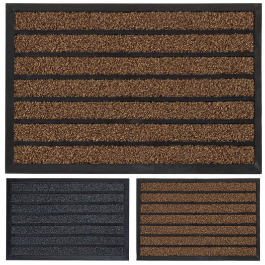 Home Universal® Felpudo de Goma Antideslizante para Exterior y interior – Resistente a Lluvia y Barro, Limpia Zapatos, Alta Durabilidad – Varias Medidas, 40X60CM, Marrón (Diseño a Rayas)