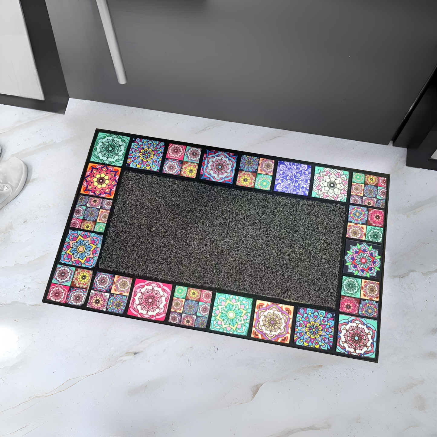 Home Universal® Felpudo de Goma Antideslizante para Exterior y interior – Resistente a Lluvia y Barro, Limpia Zapatos, Alta Durabilidad – Varias Medidas, 45X75CM, Colorido (Diseño Mosaico Azulejo)