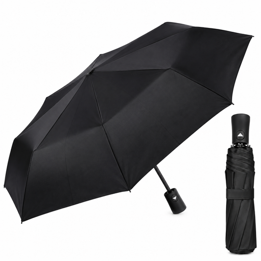 Home Universal® Paraguas Automático Plegable Grande, Compacto y Resistente, para Lluvia y Sol (Solo Apertura Automática (Negro))