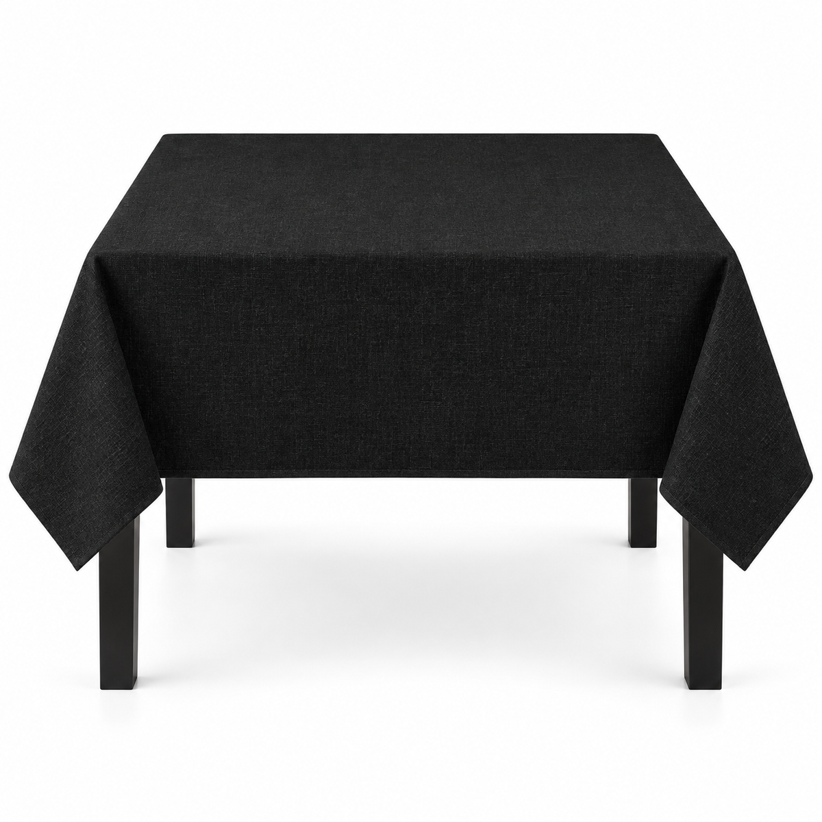Home Universal® Mantel de Mesa Impermeable y Antimanchas, Tejido de Loneta con Efecto Lino , Liso o Estampado, para Cocina y Comedor (Negro Liso)