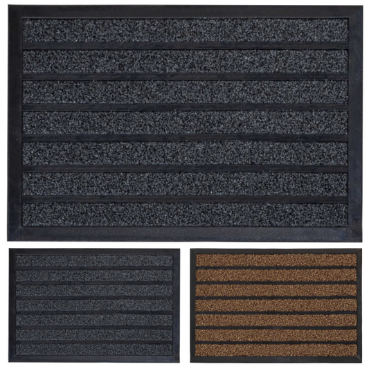 Home Universal® Felpudo de Goma Antideslizante para Exterior y interior – Resistente a Lluvia y Barro, Limpia Zapatos, Alta Durabilidad – Varias Medidas, 40X60CM, Negro (Diseño a Rayas)