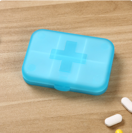 Home Universal® Pastillero portátil y semanal con 6, 7 o 28 compartimentos | Caja organizadora de pastillas con cortador integrado – Diferentes colores y formatos (Pastillero portátil 6 compartimentos - Azul)