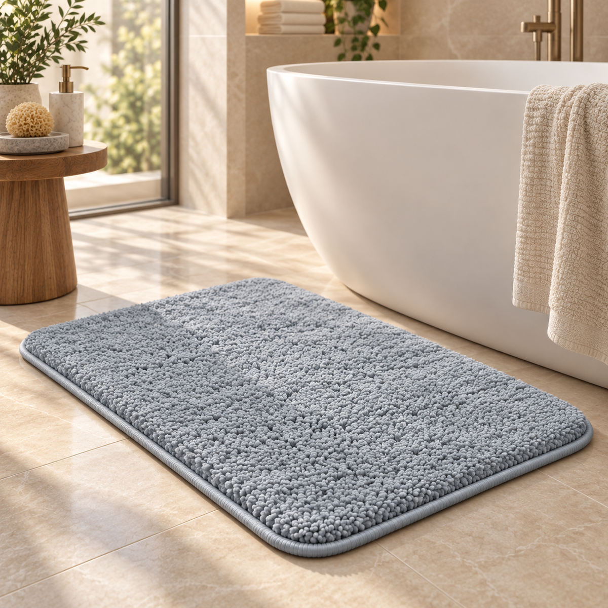 Home Universal® 2 Alfombras de Baño Absorbentes y Antideslizantes, Alfombrillas Suaves con Base de Goma, Lavables a Máquina, para Ducha, Bañera y Lavabo (Azul Claro, 40 x 60 cm (Rectangular))