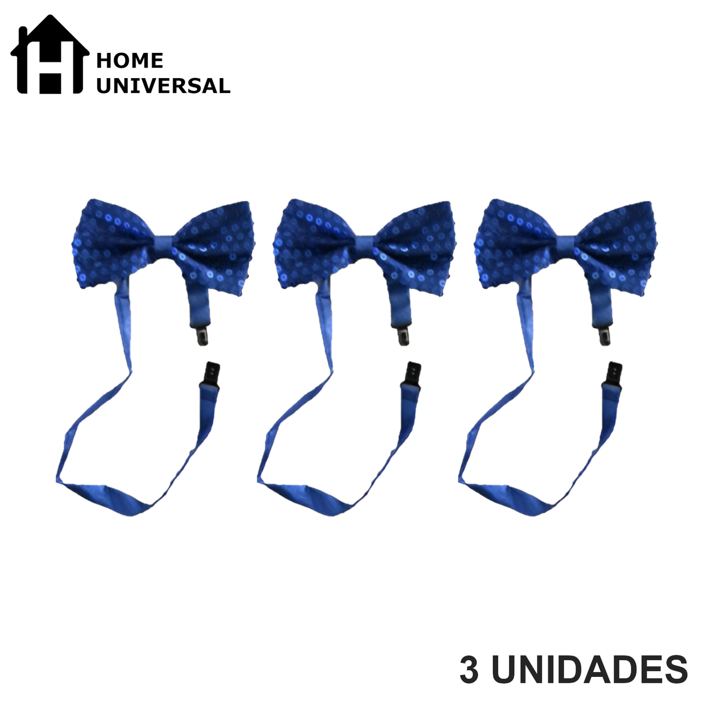 Home Universal® Accesorios de Fiesta – Pajarita de Purpurina y Lentejuelas para Hombres y Mujeres | Complementos de Disfraz Elegantes y Divertidos (3 Unidades)