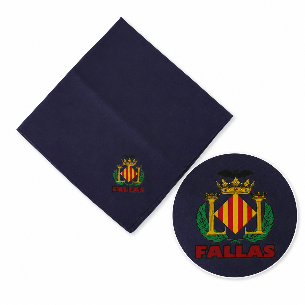 Home Universal® Pañuelo Fallero de Valencia con Escudo, Azul y Blanco 57x57cm, Azul 55x55cm  – Pañuelo Tradicional para Fallas y Fiestas Valencianas (Azul)(12 UNIDADES))