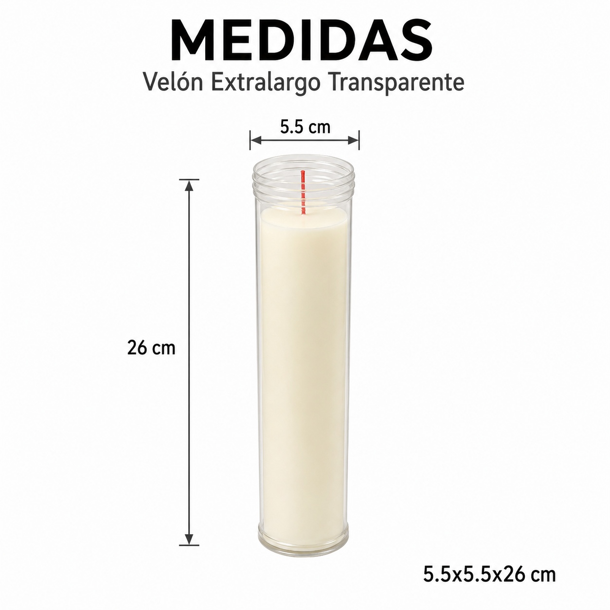 Home Universal® Velón Votivo para Iglesia y Altar, Rojo o Transparente, Varios Tamaños, Larga Duración, Ideal para Oración, Capillas, Iglesias y Velatorios (Velón Extralargo Transparente  (6 Uds))
