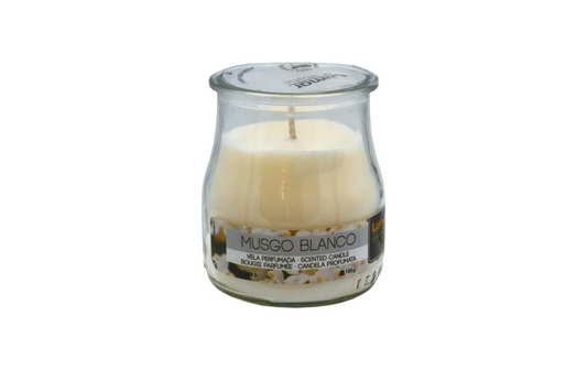 Home Universal® Pack de 3/6/12 Velas Aromáticas en Vaso de Cristal Reciclable LUMAR AROMATIC – 24h de Duración por Vela – Cera Vegetal Perfumada – 16 Fragancias Disponibles – Fabricadas en España – 7x6cm (Musco Blanco)