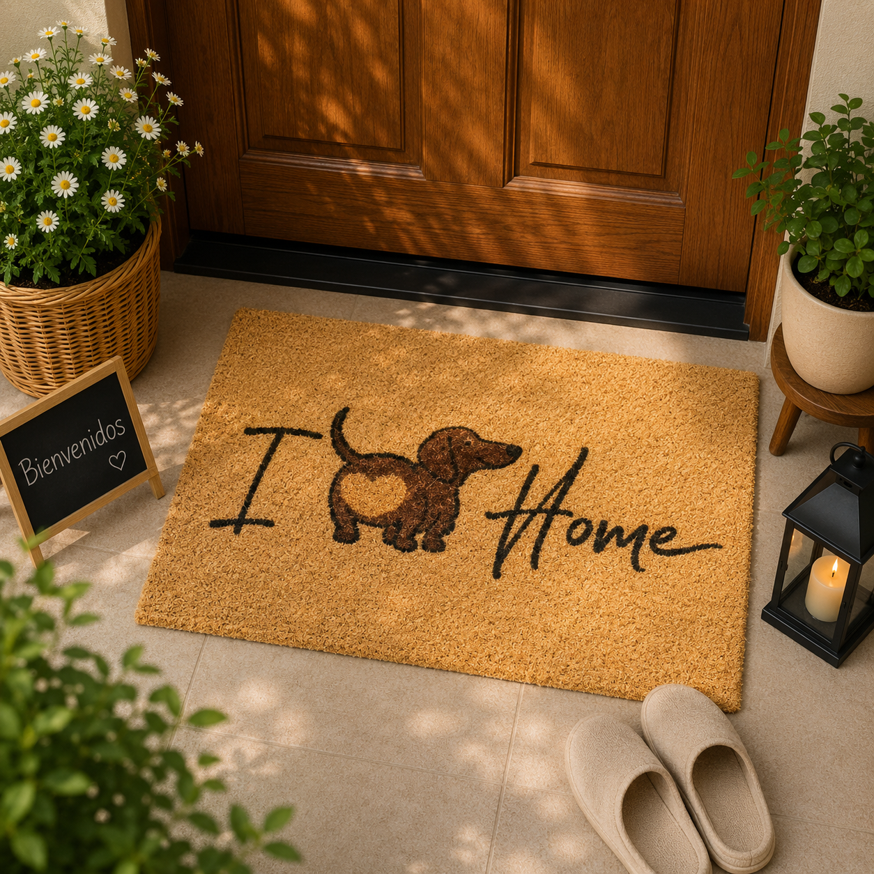 Home Universal ® Felpudos 60x40CM Fibra de Coco | Base Antideslizante de Caucho | Apto para el Exterior (I Love Home Perro )