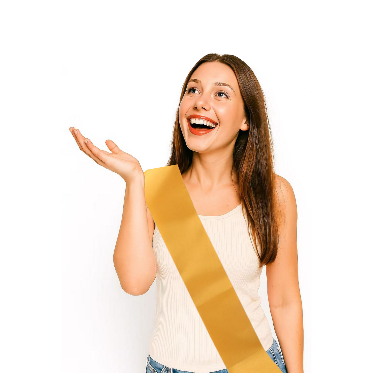 Home Universal® Banda Feliz Cumpleaños – Cinta Decorativa para Fiesta y Photocall, Accesorio para Mujer, Hombre y Niños, Diseño Elegante con Letras Doradas, Ideal para Celebraciones y Sesiones de Fotos (Liso - 1 unidad)