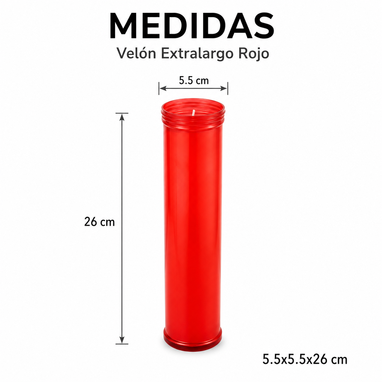 Home Universal® Velón Votivo para Iglesia y Altar, Rojo o Transparente, Varios Tamaños, Larga Duración, Ideal para Oración, Capillas, Iglesias y Velatorios (Velón Extralargo Rojo (6 Uds))
