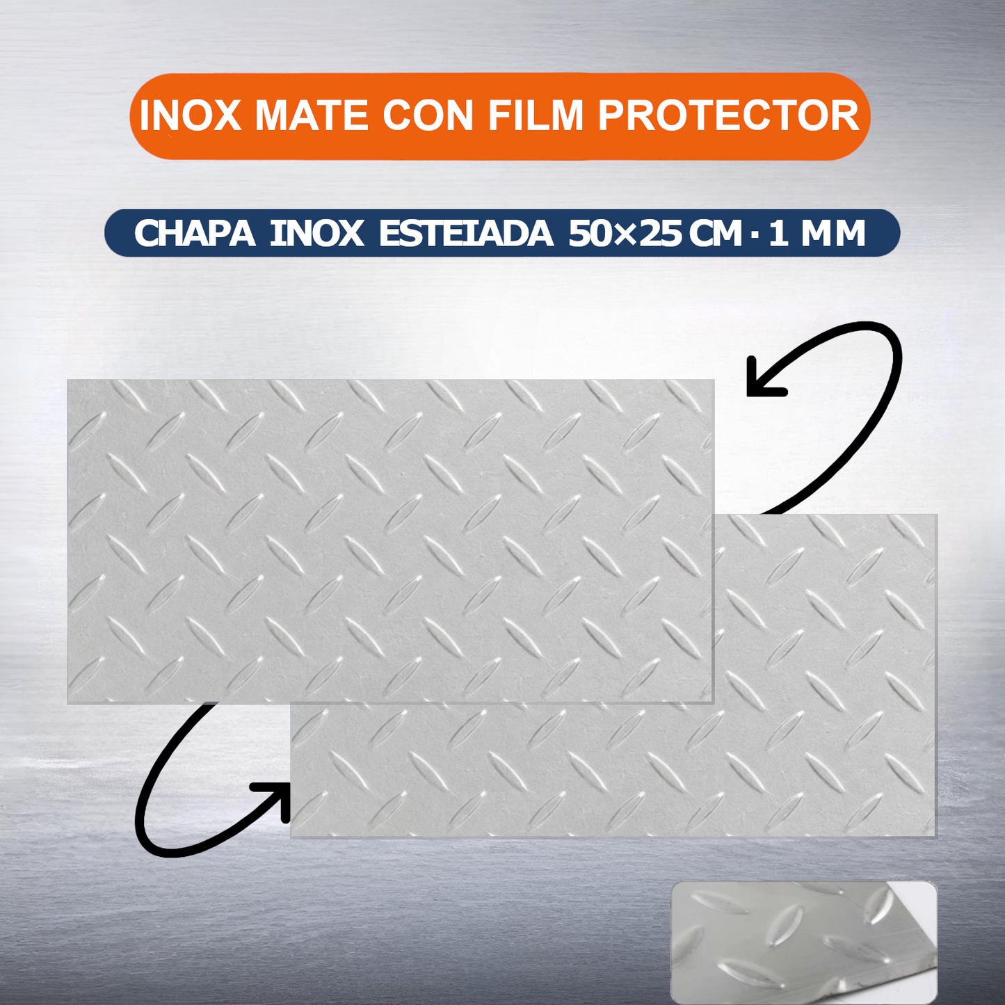 Home Universal® Chapa Acero inoxidable Superficie Liso, Estriada, Perforación Cuadrifolio – Lámina Metálica Resistente Anticorrosión para Bricolaje e Industria-Estriada  (25X50CM - 1MM)