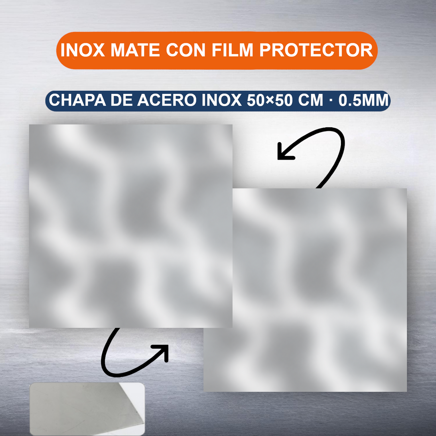 Home Universal® Chapa Acero inoxidable Superficie Liso, Estriada, Perforación Cuadrifolio – Lámina Metálica Resistente Anticorrosión para Bricolaje e Industria-Liso  (50X50CM - 0.5MM)