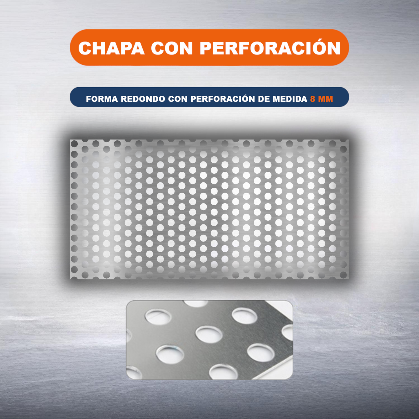 ome Universal® Chapa de Aluminio Estriada, Lisa, Malla y Perforada (Cuadrada, Ovalada, Redonda), Rugosa – Lámina Metálica Resistente Anticorrosión para Bricolaje e Industria Superficie (Perforada Redondo) - Perforada Redondo-8MM (25X50CM - 1MM)