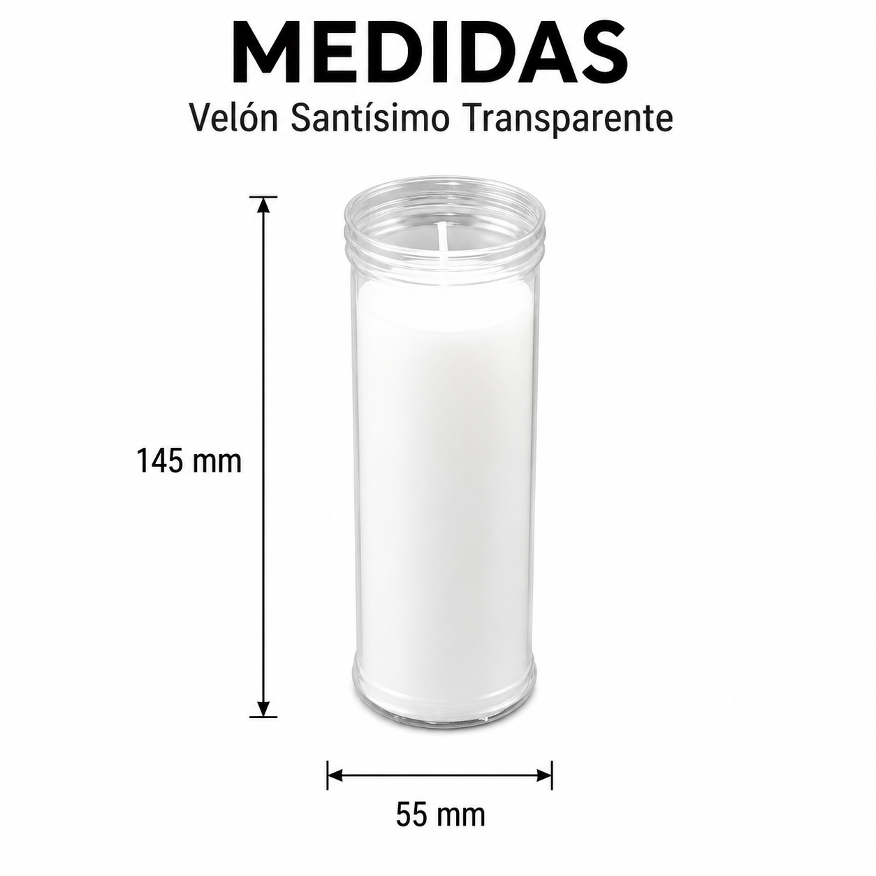 Home Universal® Velón Votivo para Iglesia y Altar, Rojo o Transparente, Varios Tamaños, Larga Duración, Ideal para Oración, Capillas, Iglesias y Velatorios (Velón Santísimo XL Transparente  (6 Uds))