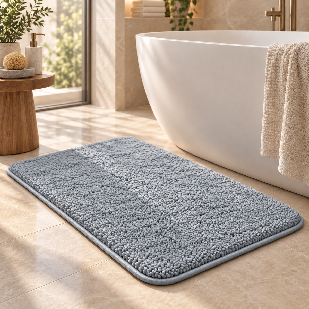 Home Universal® 2 Alfombras de Baño Absorbentes y Antideslizantes, Alfombrillas Suaves con Base de Goma, Lavables a Máquina, para Ducha, Bañera y Lavabo (Azul Claro, 45 x 75 cm (Rectangular))