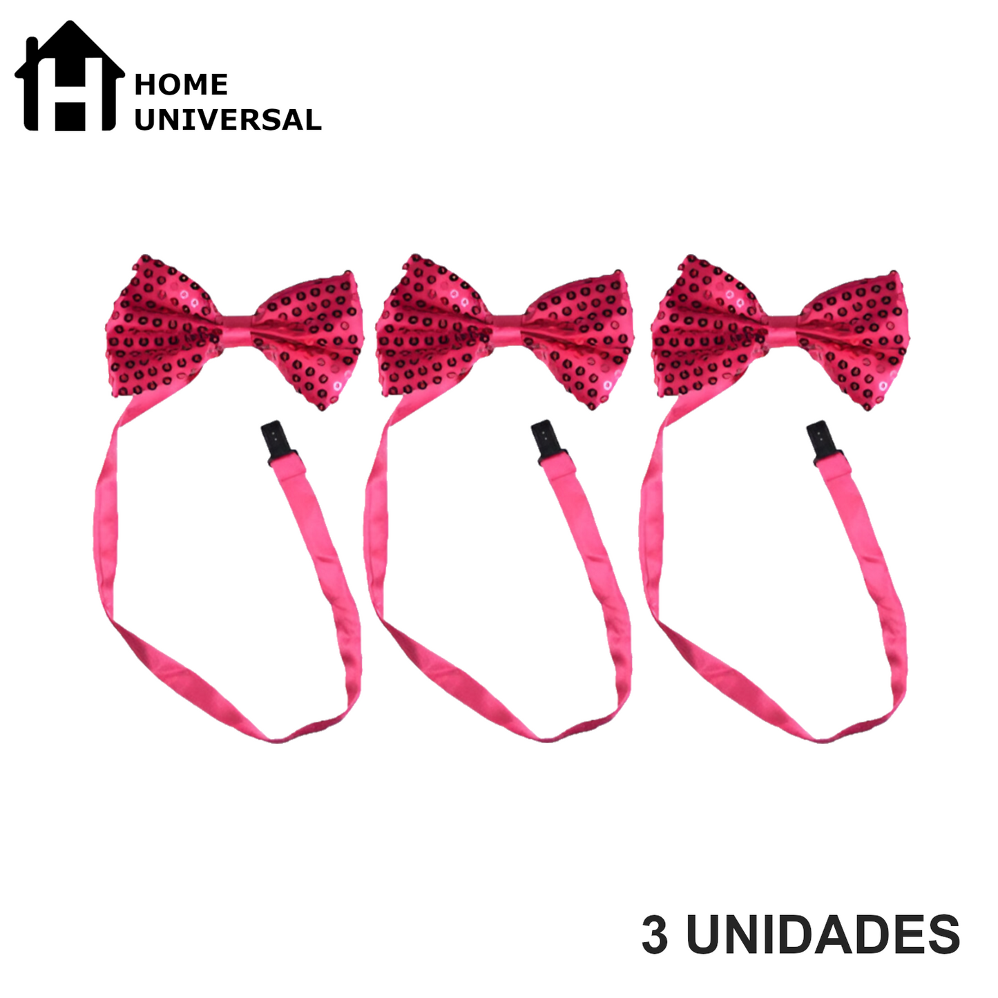 Home Universal® Accesorios de Fiesta – Pajarita de Purpurina y Lentejuelas para Hombres y Mujeres | Complementos de Disfraz Elegantes y Divertidos (3 Unidades)