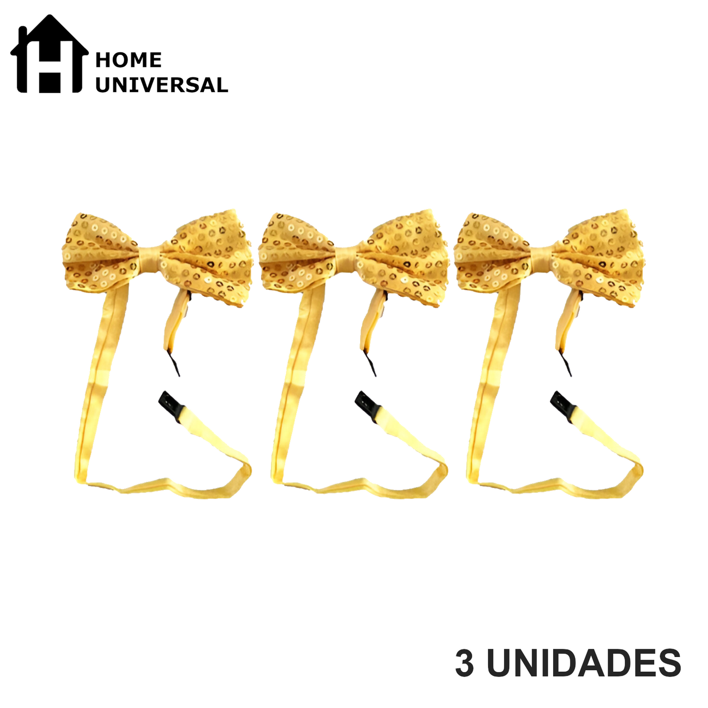 Home Universal® Accesorios de Fiesta – Pajarita de Purpurina y Lentejuelas para Hombres y Mujeres | Complementos de Disfraz Elegantes y Divertidos (3 Unidades)