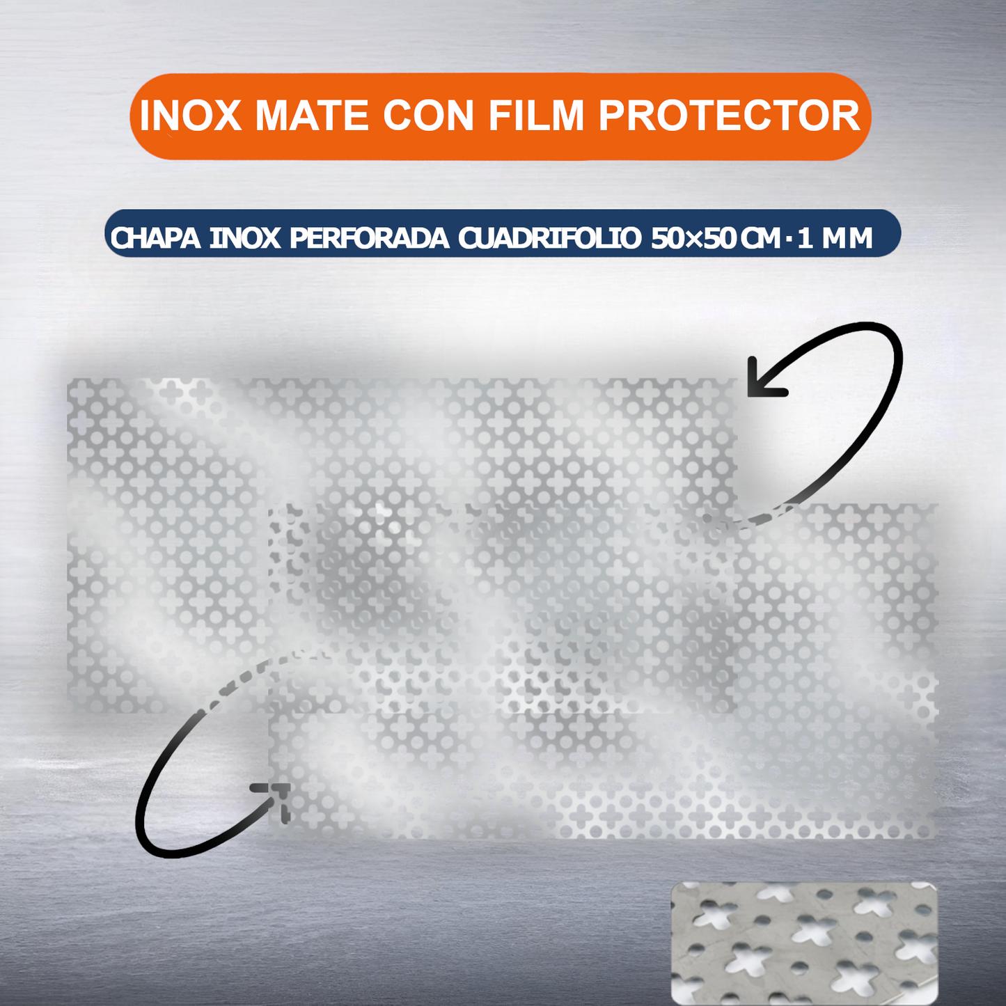 Home Universal® Chapa Acero inoxidable Superficie Liso, Estriada, Perforación Cuadrifolio – Lámina Metálica Resistente Anticorrosión para Bricolaje e Industria-Perforación Cuadrifolio  (25X50CM - 1MM)