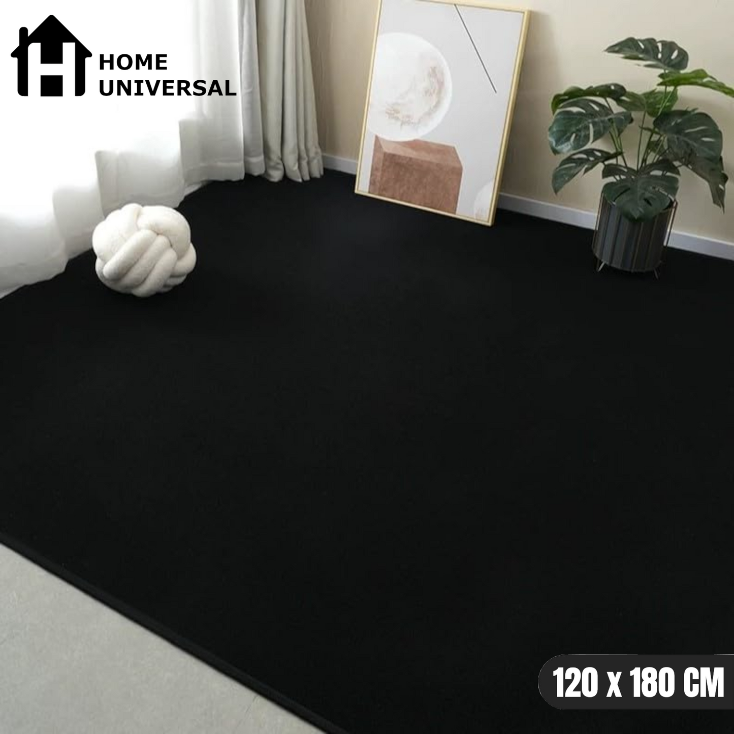 HOME UNIVERSAL Alfombra para Sala de Estar Alfombra Grande Suave y Esponjosa Alfombras Peludas Que no se Desprenden Alfombra Motley Tie-Dye Alfombras Modernas para Interiores (Negro)