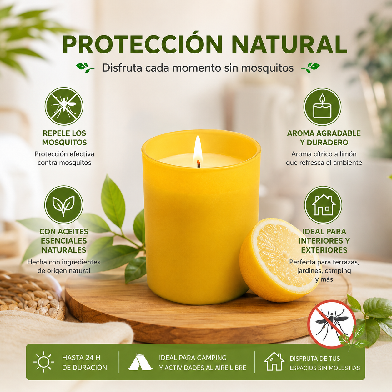 Lumar Citronela – Velas Antimosquitos para Exterior, Jardín, Terraza y Balcón | Protección Natural contra Mosquitos para Verano - Citronela Vaso Plástico (9 Unidades)
