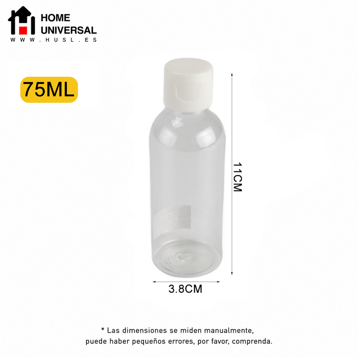 Home Universal® Botellas Vacías de Plástico con Pulverizador y Tapa Flip-Top, Reutilizables para Viaje, Cosméticos, Champú, Gel, Loción y Líquidos (75ml, Botella Tapa Flip-Top (30 Uds))