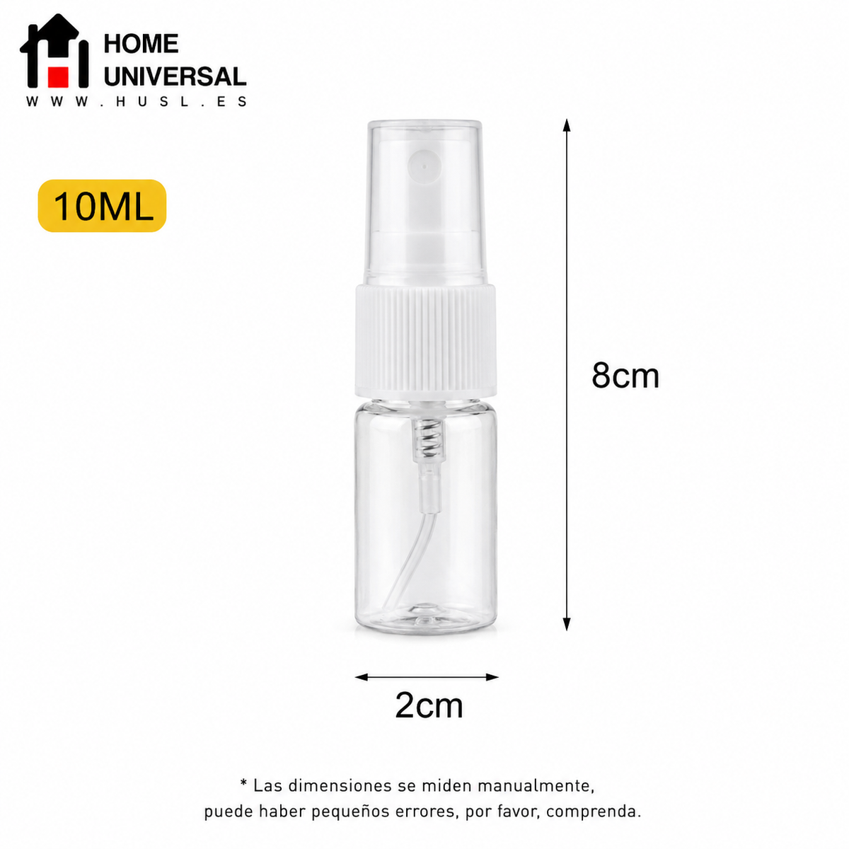 Home Universal® Botellas Vacías de Plástico con Pulverizador y Tapa Flip-Top, Reutilizables para Viaje, Cosméticos, Champú, Gel, Loción y Líquidos (10ml, Botella Pulverizadora (36 Uds))