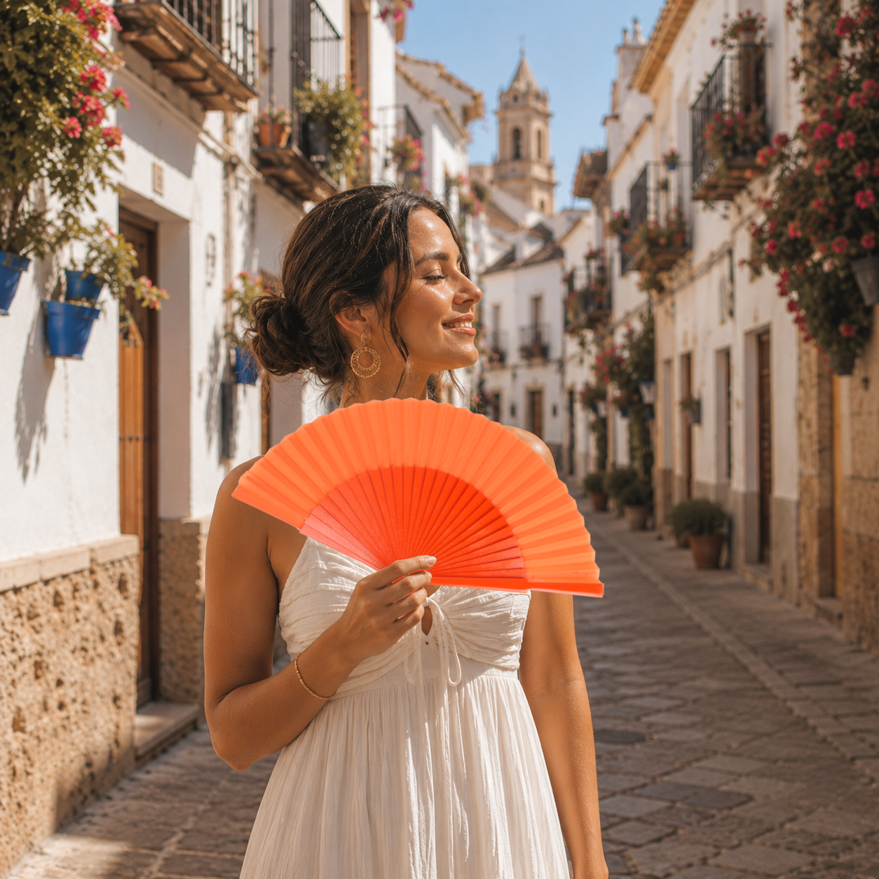 Home Universal® Abanico de madera con argollas para colgar, plegable, ligero y resistente, ideal para bodas, eventos y verano, diseño clásico y portátil perfecto para regalo y uso diario - Naranja (27CM)