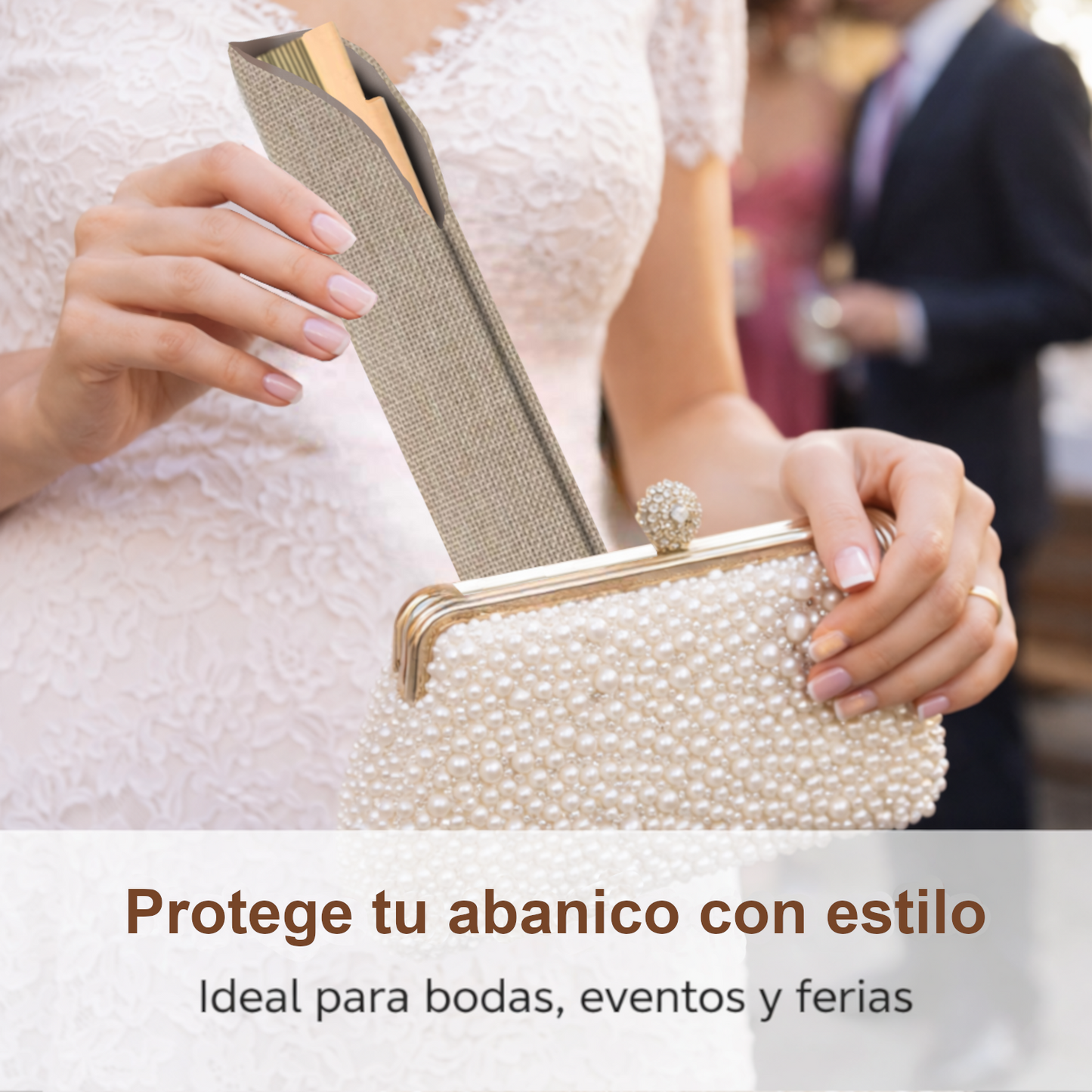 Home Universal ® 12 Piezas Funda De Abanicos, Bolsa De Abanicos, Bolsa De Regalo, Detalles Para Invitados, Regalos De Boda, Fiestas, Comunión o Bautizo (Tela Yute Beige, 5.5 x 25)