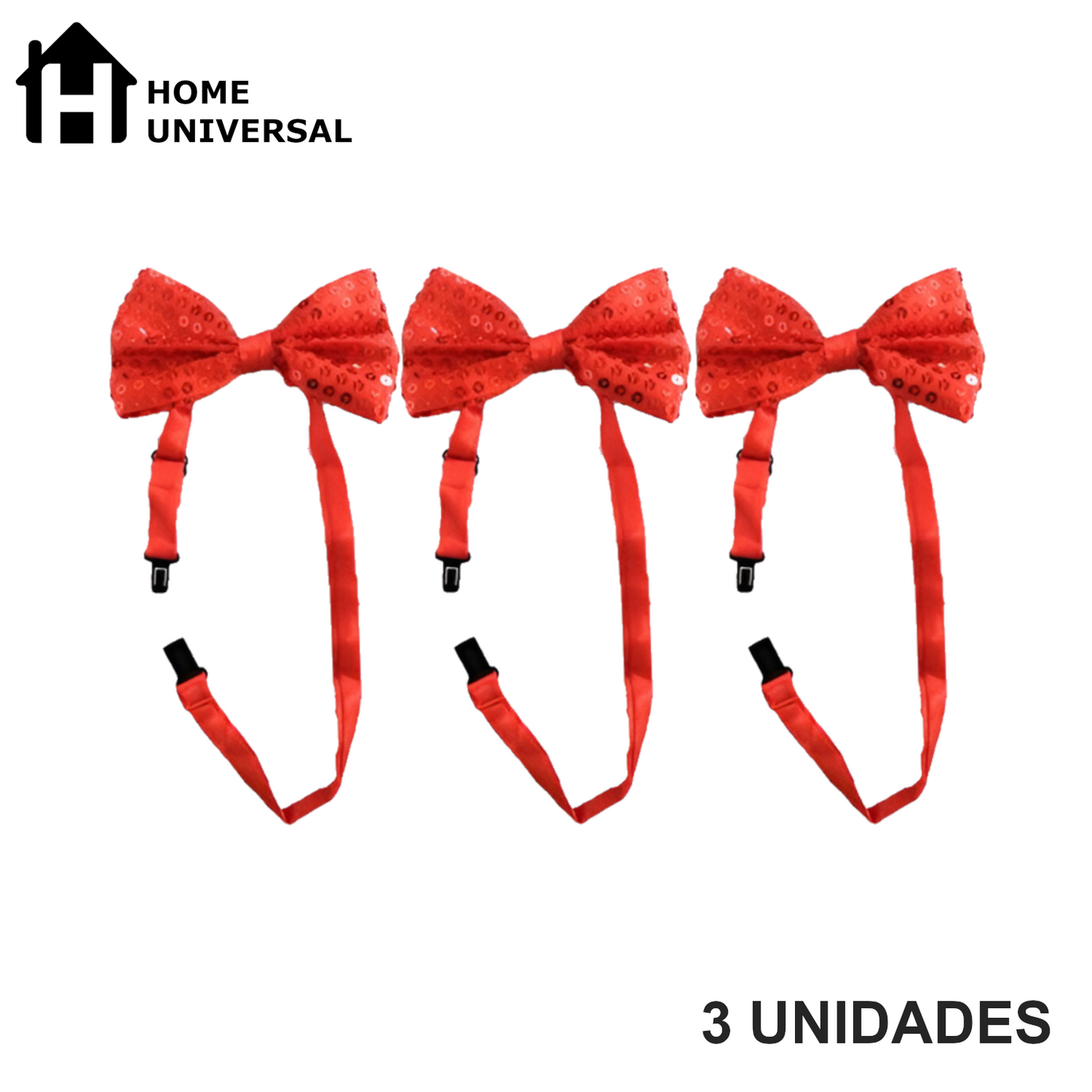 Home Universal® Accesorios de Fiesta – Pajarita de Purpurina y Lentejuelas para Hombres y Mujeres | Complementos de Disfraz Elegantes y Divertidos (3 Unidades)