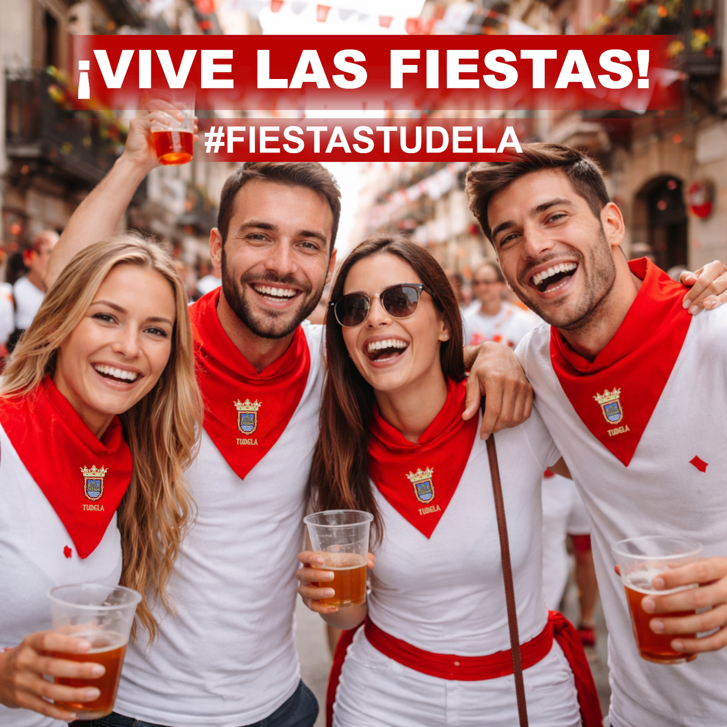 Home Universal® Pañuelo Rojo para Fiestas de Tudela Santa Ana – Tradicional, Cómodo y Resistente para Celebraciones y Eventos Populares (Pañuelo Rojo - Bordado de Escudo Tudela, Modelo 01)