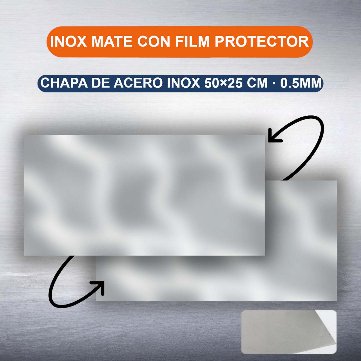 Home Universal® Chapa Acero inoxidable Superficie Liso, Estriada, Perforación Cuadrifolio – Lámina Metálica Resistente Anticorrosión para Bricolaje e Industria-Liso  (25X50CM - 0.5MM)