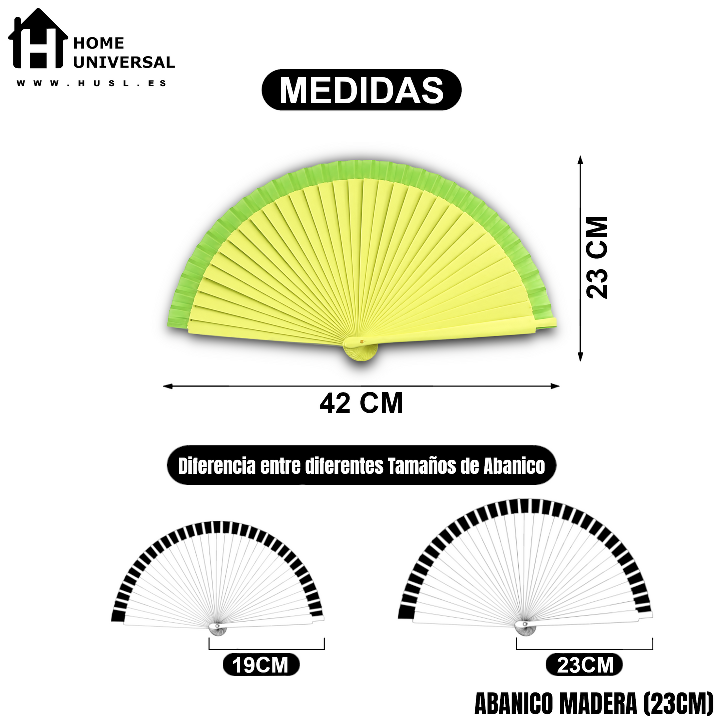 HOME UNIVERSAL Abanicos Madera con caja Liso 23CM, Detalles para los Invitados, Regalos de Boda, Fiesta, Comunión o Bautizo - (Mezcla de Colores 23 CM con Caja)