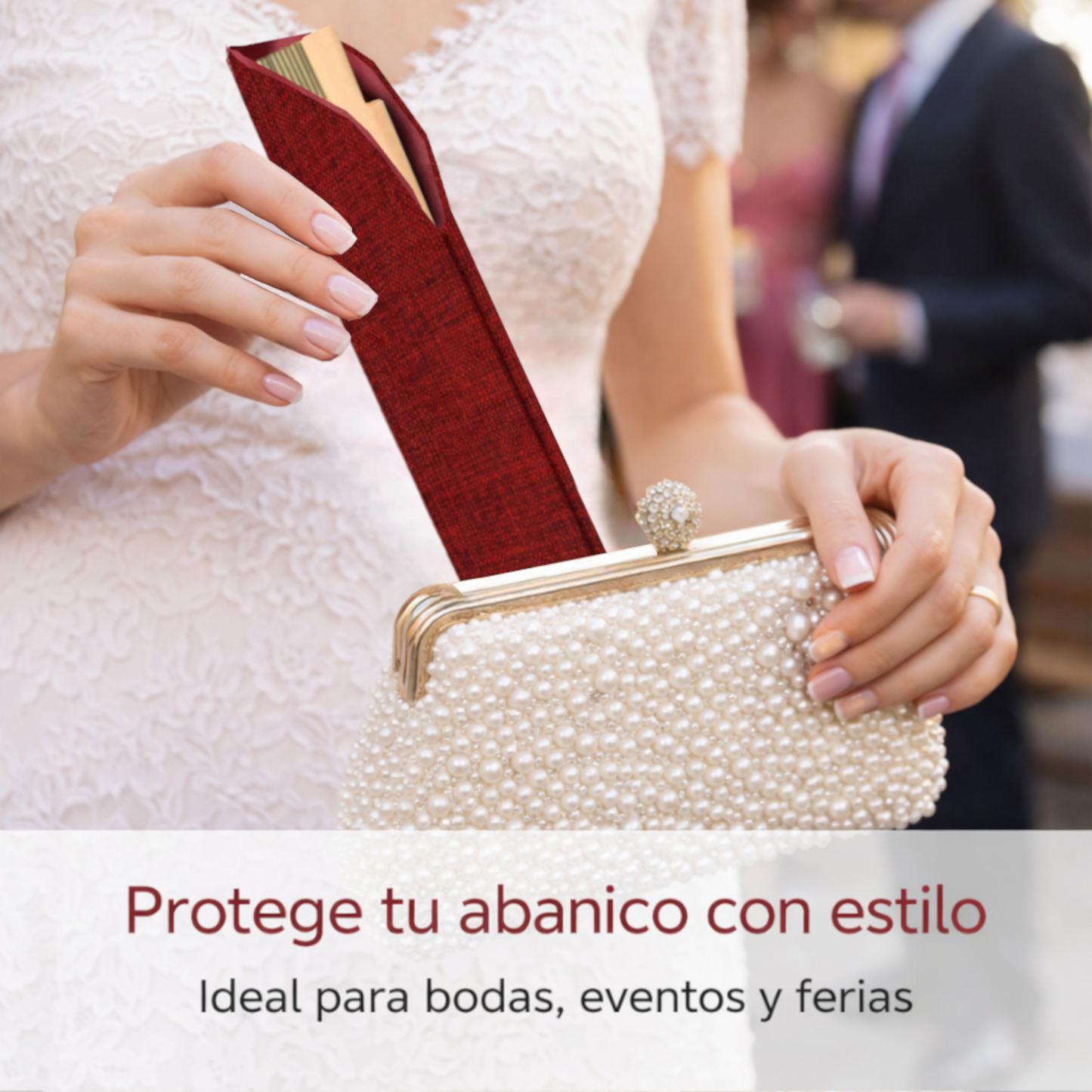Home Universal ® 12 Piezas Funda De Abanicos, Bolsa De Abanicos, Bolsa De Regalo, Detalles Para Invitados, Regalos De Boda, Fiestas, Comunión o Bautizo (Tela Yute Rojo, 5.5 x 25)