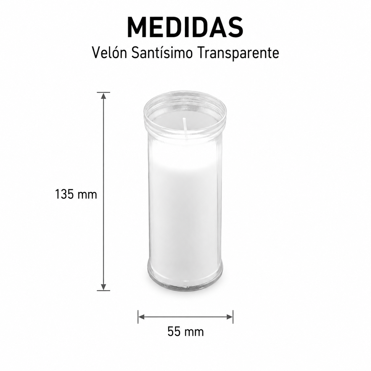 Home Universal® Velón Votivo para Iglesia y Altar, Rojo o Transparente, Varios Tamaños, Larga Duración, Ideal para Oración, Capillas, Iglesias y Velatorios (Velón Santísimo Transparente (6 Uds))
