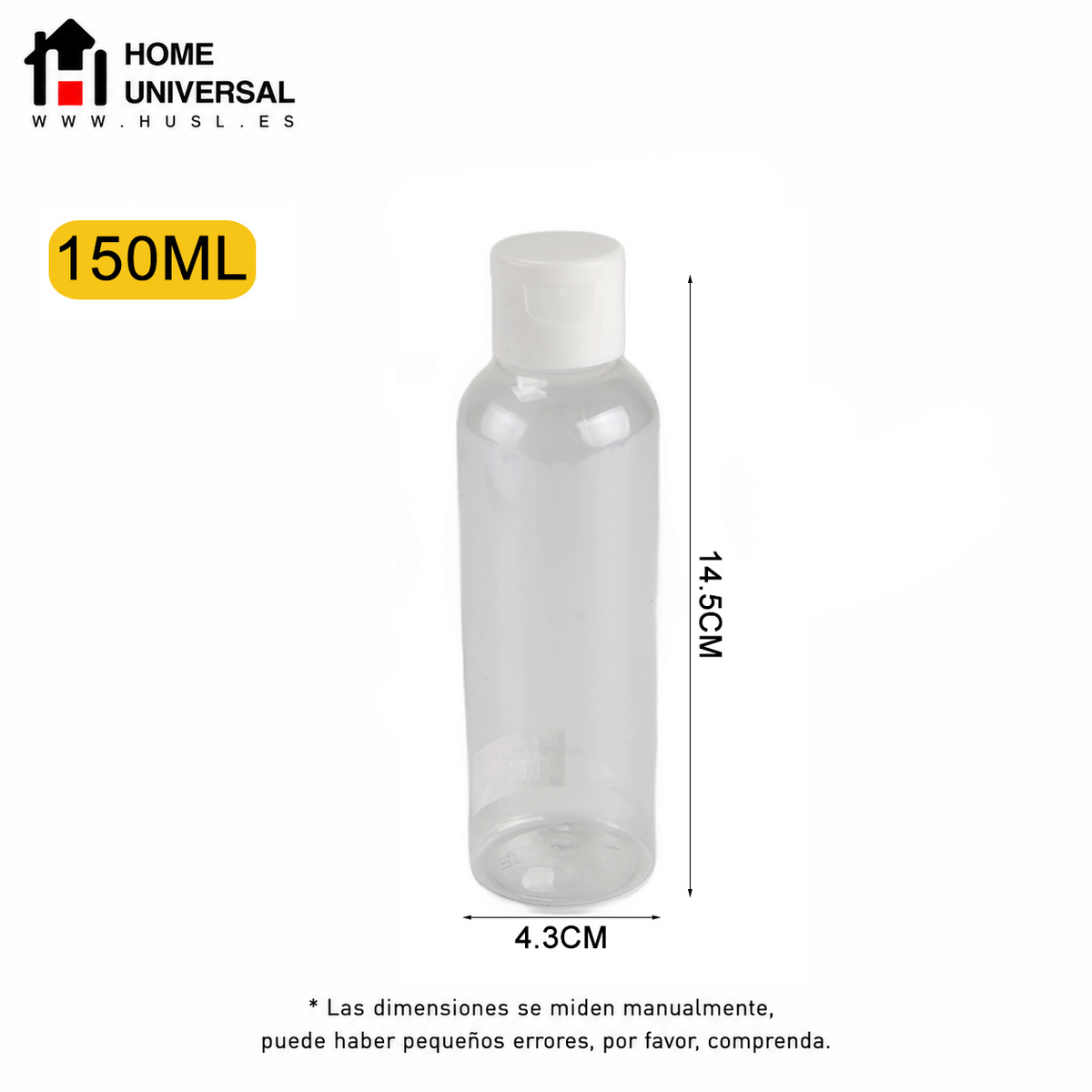 Home Universal® Botellas Vacías de Plástico con Pulverizador y Tapa Flip-Top, Reutilizables para Viaje, Cosméticos, Champú, Gel, Loción y Líquidos (150ml, Botella Tapa Flip-Top (12 Uds))