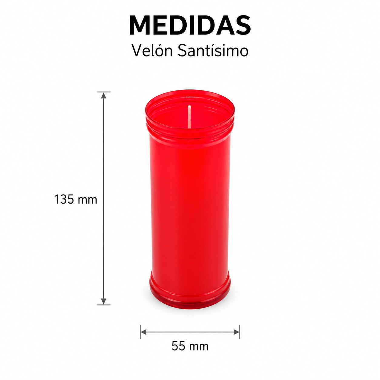 Home Universal® Velón Votivo para Iglesia y Altar, Rojo o Transparente, Varios Tamaños, Larga Duración, Ideal para Oración, Capillas, Iglesias y Velatorios (Velón Santísimo Rojo (6 Uds))