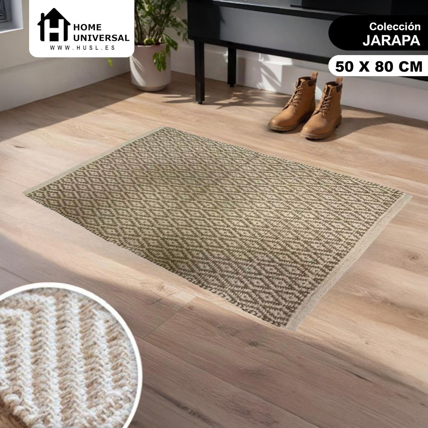Home Universal® Alfombra Jarapa de Algodón Lavable | Diseño Geométrico Artesanal | Decoración Boho Mediterránea para Salón, Dormitorio, Pasillo y Cocina | Suave, Ligera y Resistente | Rombos Clásica