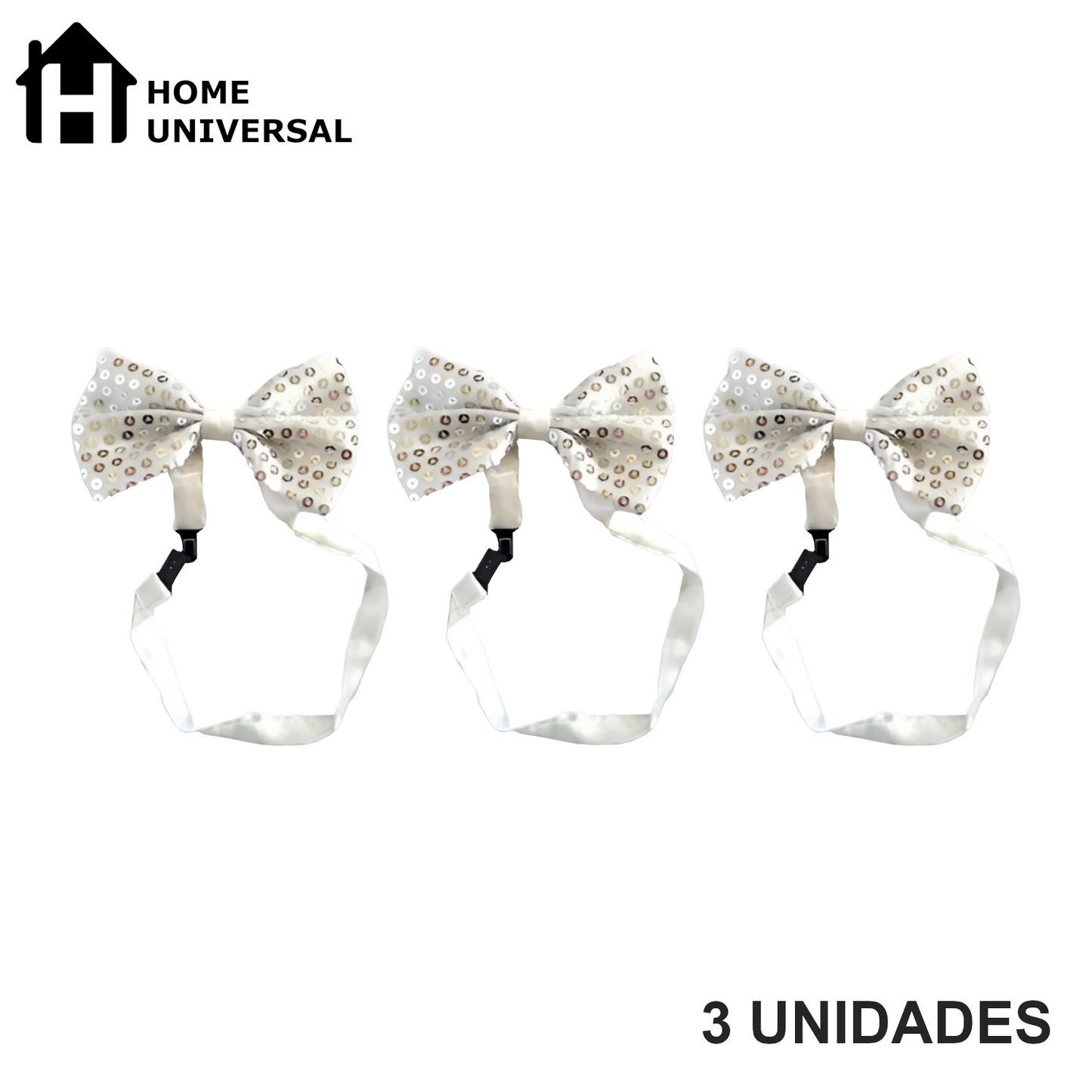 Home Universal® Accesorios de Fiesta – Pajarita de Purpurina y Lentejuelas para Hombres y Mujeres | Complementos de Disfraz Elegantes y Divertidos (3 Unidades)