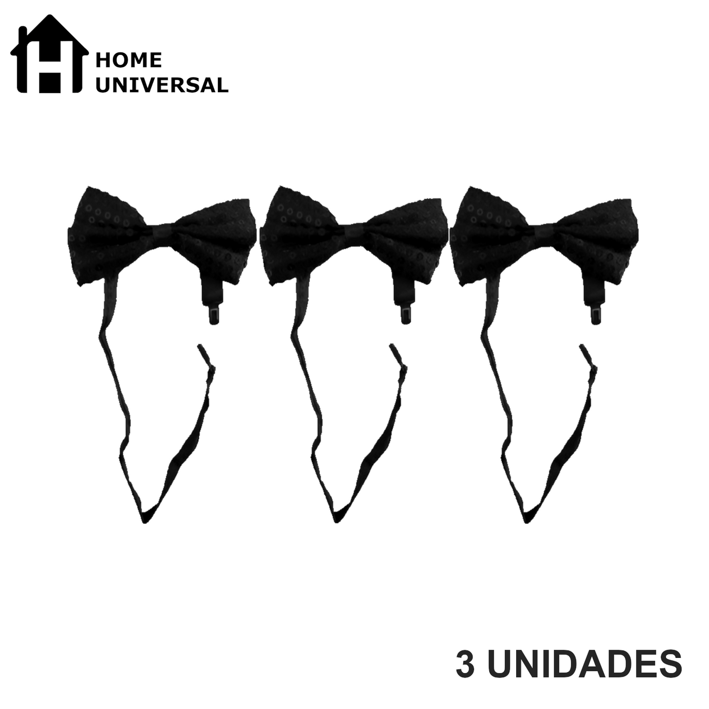 Home Universal® Accesorios de Fiesta – Pajarita de Purpurina y Lentejuelas para Hombres y Mujeres | Complementos de Disfraz Elegantes y Divertidos (3 Unidades)