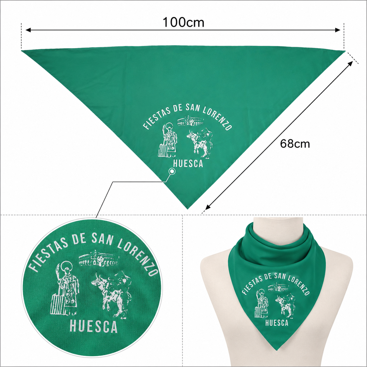 Home Universal® Pañuelo de Fiestas 100 × 68 cm, San Lorenzo Tradicional