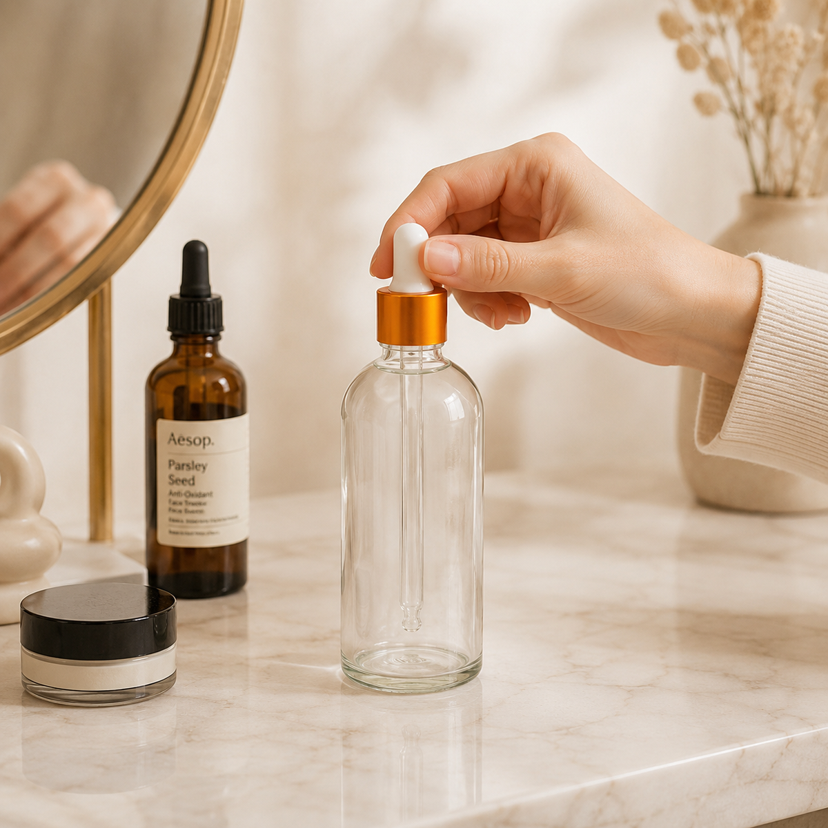 Home Universal® Frascos de Vidrio con Cuentagotas, Pipeta Redonda y Pipeta Larga, Botellas Vacías para Aceites Esenciales, Sérum, Cosmética, Perfumería, DIY (Pipeta Larga, 100ml, 12 Unidades)
