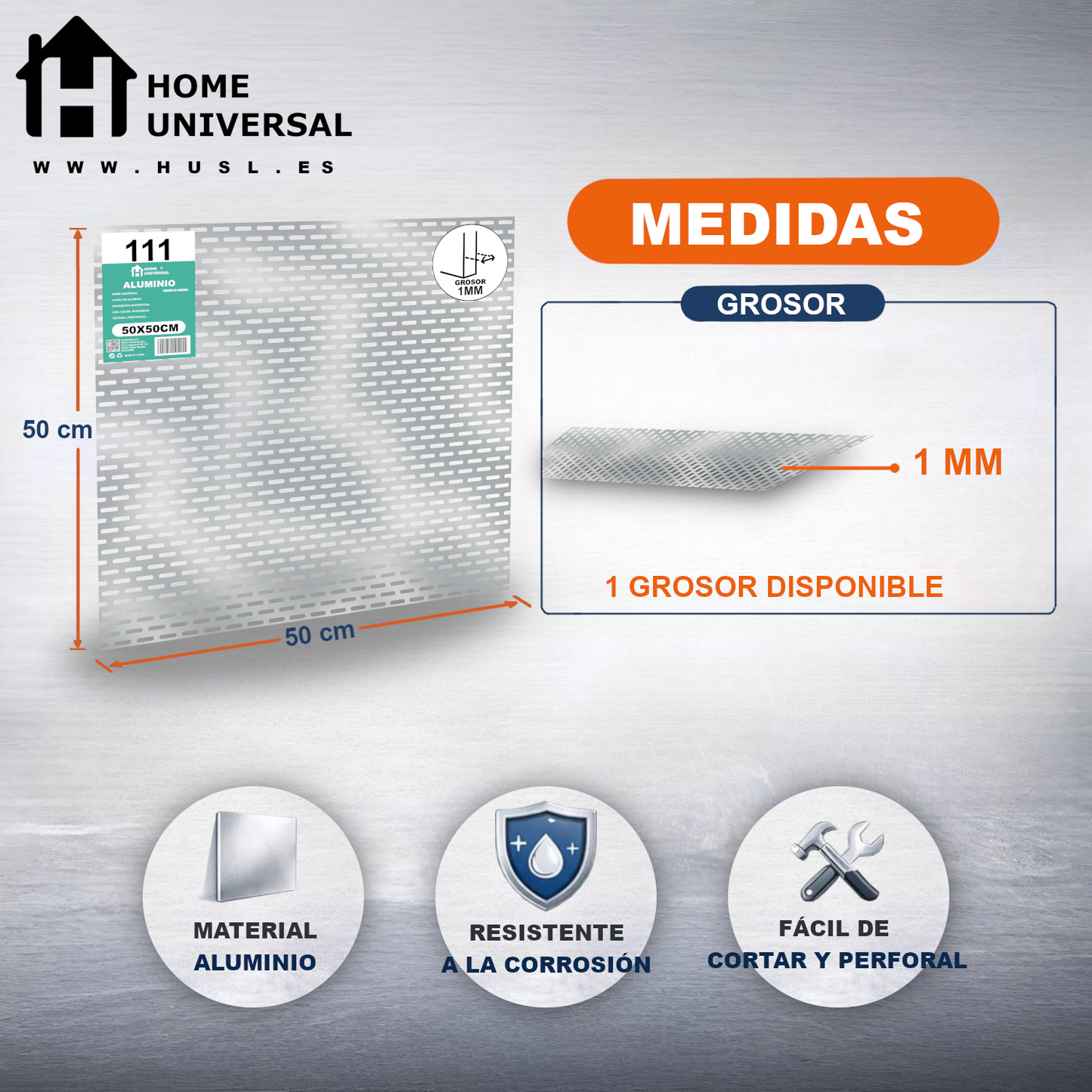 ome Universal® Chapa de Aluminio Estriada, Lisa, Malla y Perforada (Cuadrada, Ovalada, Redonda), Rugosa – Lámina Metálica Resistente Anticorrosión para Bricolaje e Industria Superficie (Perforada Forma Óvalo) - 6X18MM(50X50CM - 1MM)