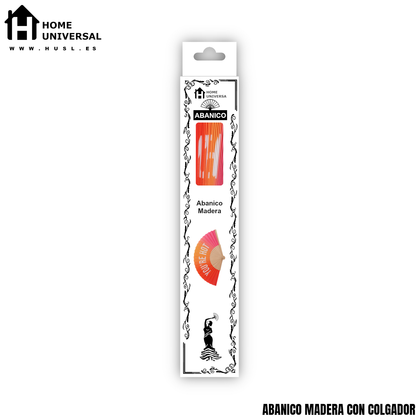 Home Universal® Abanico 23 cm con Cuerda para Cuello – Abanico Plegable de Madera Ligero y Portátil – Accesorio de Verano para Playa, Festivales, Bodas y Eventos – Diseño Divertido, Ideal para Viajes y Calor (YOU´RE HOT (Cálido))